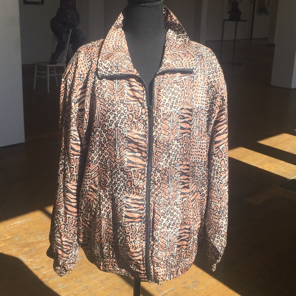 Silk Pink and Black Animal Print bomber